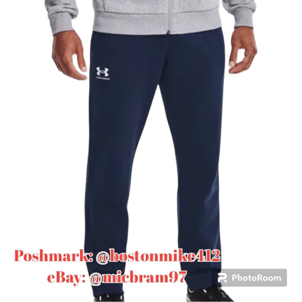SOLD! Under Armour Sweatpants MD Men's UA Rival Fleece Pants NWT NAVY “Academy" - Picture 3 of 13